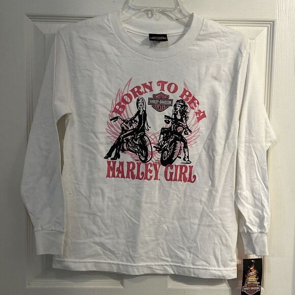 Harley-Davidson Other - NWT! Harley Davidson Shirt‎ S White Born To Be A Harley Girl Long Sleeve Tshirt